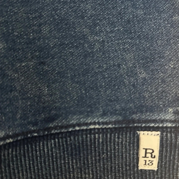 NWT R13 Cropped Distressed Crewneck Sweatshirt in Indigo Blue Paint | size S - Picture 8 of 12